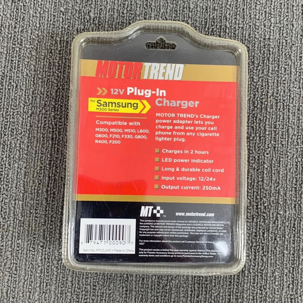Motor Trend 12V Plug-in Car Charger Power Adapter for Samsung M300 Series New